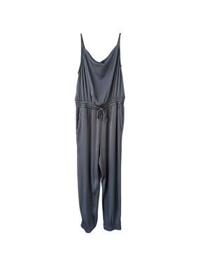 Fate Women's Medium Blue Rayon Viscose Draped Neck Jogger Sleeveless Jumpsuit
